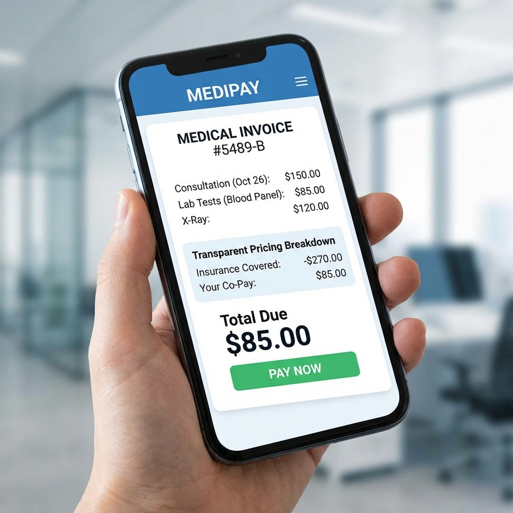 medical invoice on phone